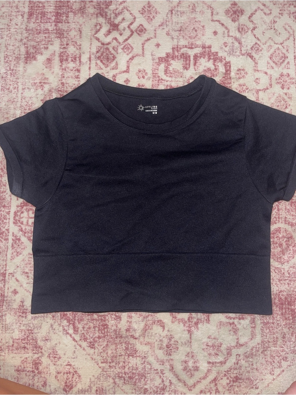 Aerie Black Atheletic Cropped Tee - Short Sleeve